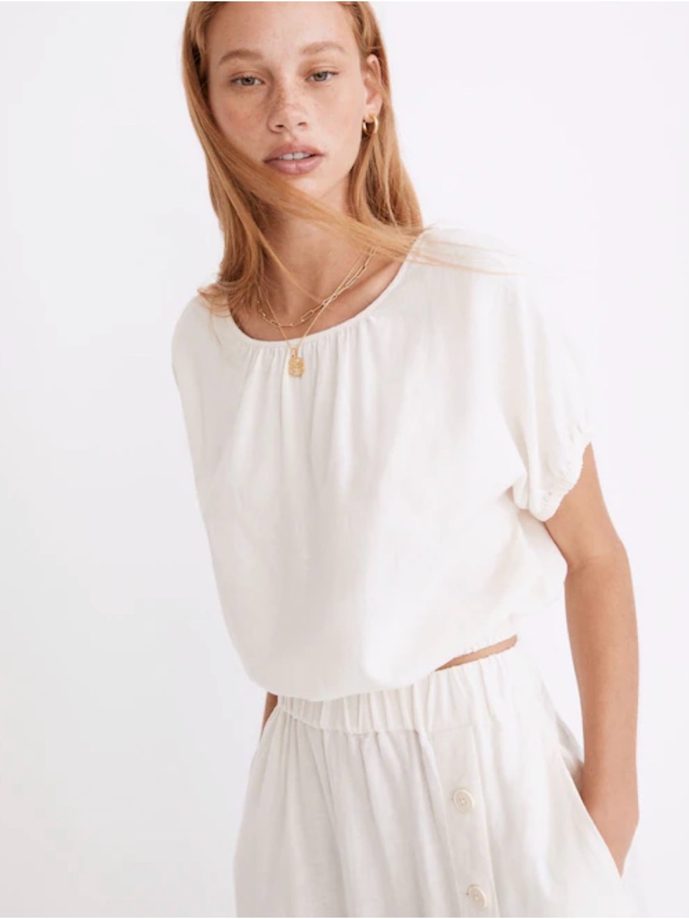 Madewell Linen-Blend Michele Bubble Top
